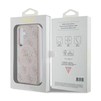 Guess 4G Collection Leather Metal Logo MagSafe - Etui Samsung Galaxy S24 (różowy)