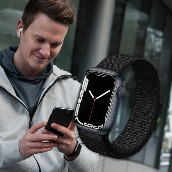 Crong Nylon Reflex - Pasek sportowy do Apple Watch 38/40/41 mm (czarny)
