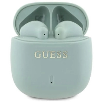 Guess Printed Classic Logo - Słuchawki Bluetooth TWS + etui ładujące (zielony)