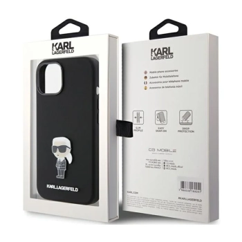 Karl Lagerfeld Silicone Ikonik Metal Pin - Etui iPhone 15 (czarny)