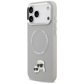 Karl Lagerfeld Karl & Choupette Pins MagSafe - Etui iPhone 17 Pro Max (szary)