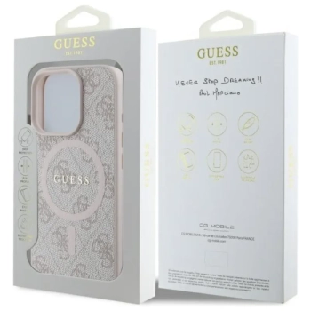 Guess 4G Ring Classic Logo MagSafe - Etui iPhone 16 Pro Max (różowy)