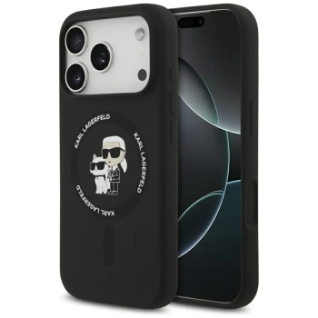 Karl Lagerfeld Silicone Karl & Choupette Ring MagSafe - Etui iPhone 17 Pro (czarny)