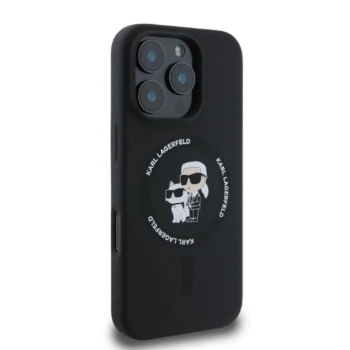 Karl Lagerfeld Silicone Karl & Choupette Ring MagSafe - Etui iPhone 16 Pro Max (czarny)