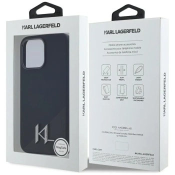 Karl Lagerfeld Silicone Shadow Metal Initial MagSafe - Etui do iPhone 15 Pro Max (czarny)