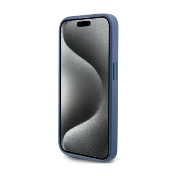 Guess 4G Bottom Stripe Metal Logo Collection - Etui iPhone 15 Pro (niebieski)