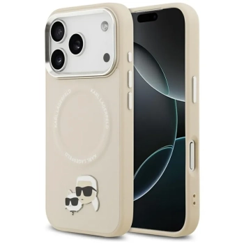 Karl Lagerfeld Karl & Choupette Pins MagSafe - Etui iPhone 17 Pro (beżowy)