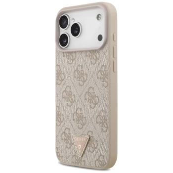 Guess Leather 4G Triangle Strass MagSafe - Etui iPhone 17 Pro Max (różowy)