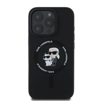 Karl Lagerfeld Silicone Karl & Choupette Ring MagSafe - Etui iPhone 16 Pro Max (czarny)