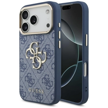 Guess 4G Big 4G Classic Logo - Etui iPhone 17 Pro (niebieski / złoty)