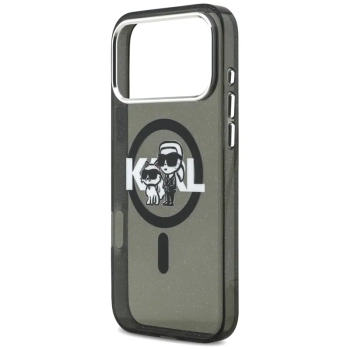 Karl Lagerfeld IML Glitter Karl & Choupette Sketch Logo MagSafe - Etui iPhone 17 Pro Max (czarny)