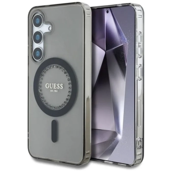 Guess Rhinestones Printed Classic Logo MagSafe - Etui do Samsung Galaxy S25 (czarny)
