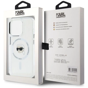 Karl Lagerfeld IML Metal Karl Head MagSafe - Etui do iPhone 15 Pro Max (biały)