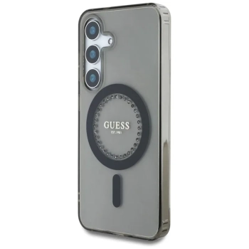 Guess Rhinestones Printed Classic Logo MagSafe - Etui do Samsung Galaxy S25 (czarny)