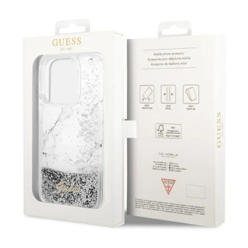 Guess Liquid Glitter Marble - Etui iPhone 14 Pro Max (Biały)