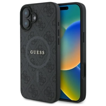 Guess 4G Ring Classic Logo MagSafe - Etui iPhone 16 (czarny)