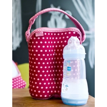 BUILT Bottle Buddy - Termoopakowanie do butelek podwójne (Baby Pink Mini Dots)