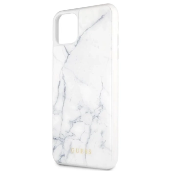 Guess Marble Tempered Glass Hardcase - Etui iPhone 11 Pro Max (biały)