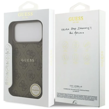 Guess 4G Ring Classic Logo MagSafe - Etui iPhone 17 Pro Max (brązowy)