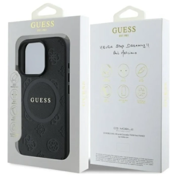 Guess Saffiano Peony Classic Logo MagSafe - Etui iPhone 16 Pro Max (czarny)