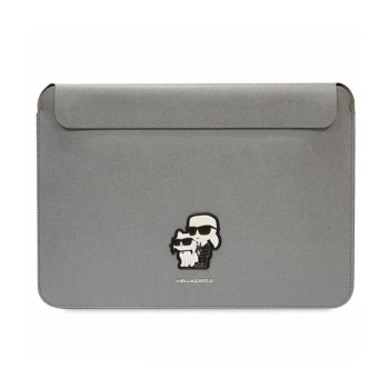 Karl Lagerfeld NFT Saffiano Karl & Choupette Sleeve - Etui na notebook 14" (Srebrny)