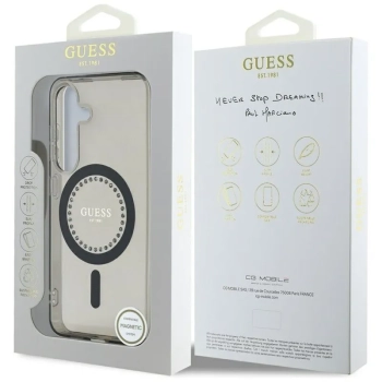 Guess Rhinestones Printed Classic Logo MagSafe - Etui do Samsung Galaxy S25 (czarny)
