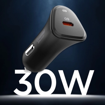 Spigen Essential EV301 - Ładowarka samochodowa USB-C PD 3.0 PPS 30W (Czarny)