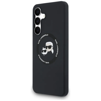 Karl Lagerfeld Silicone Karl & Choupette Heads MagSafe - Etui Samsung Galaxy S25 FE (czarny)