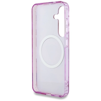Guess Glitter Flowers Triangle Buttons MagSafe - Etui do Samsung Galaxy S25 (fioletowy)