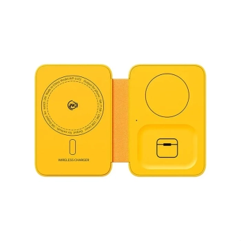 WEKOME WP-U172 - Ładowarka bezprzewodowa 3w1 z MagSafe do iPhone, Apple Watch i AirPods + lusterko (Żółty)