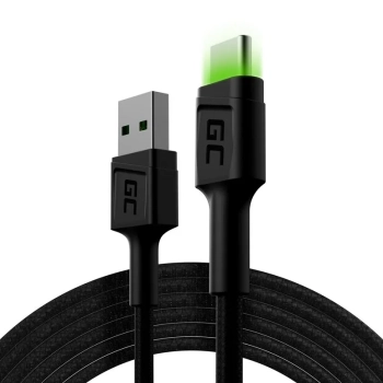 Kabel USB-C LED 2m Green Cell Ray | Ultra Charge | QC 3.0