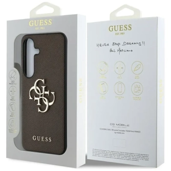 Guess Grained Big 4G Logo Small Classic Logo - Etui do Samsung Galaxy S25 (brązowy)