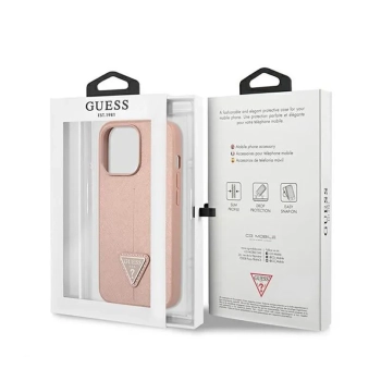 Guess Saffiano Triangle Logo Case - Etui iPhone 14 Pro (różowy)