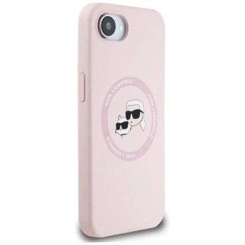 Karl Lagerfeld Silicone Karl & Choupette Heads MagSafe - Etui do iPhone 16e (różowy)