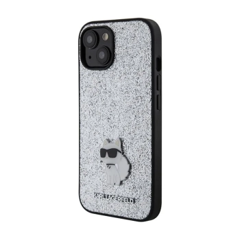Karl Lagerfeld Fixed Glitter Choupette Logo Metal Pin - Etui iPhone 15 / 14 / 13 (srebrny)
