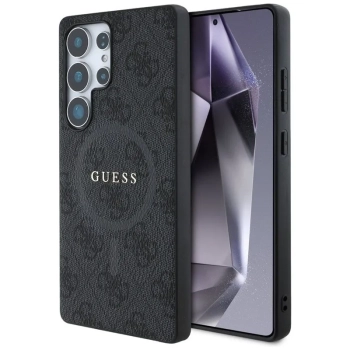 Guess Leather 4G Colored Ring Classic Logo MagSafe - Etui do Samsung Galaxy S25 Ultra (czarny)