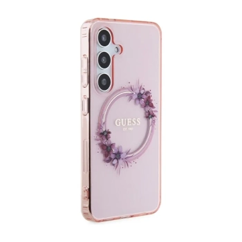 Guess IML Flowers Wreath MagSafe - Etui Samsung Galaxy S24 (różowy)