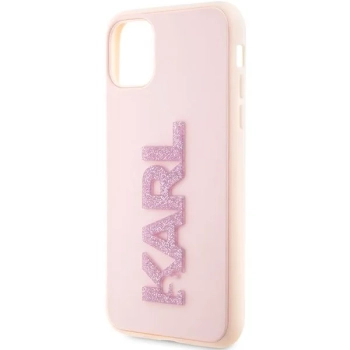 Karl Lagerfeld 3D Rubber Glitter Logo - Etui iPhone 11 (Różowy)