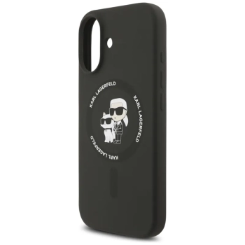 Karl Lagerfeld Silicone Karl & Choupette Ring MagSafe - Etui iPhone 17 (czarny)