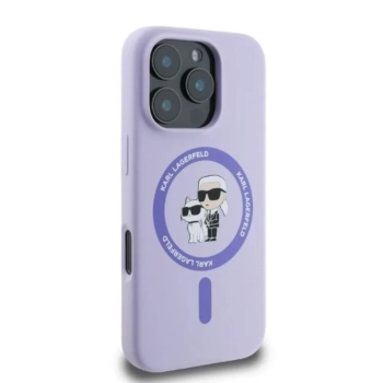 Karl Lagerfeld Silicone Karl & Choupette Ring MagSafe - Etui iPhone 16 Pro Max (fioletowy)