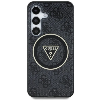 Guess 4G Glitter Triangle Buttons MagSafe - Etui do Samsung Galaxy S25 (czarny)