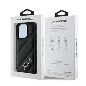 Karl Lagerfeld Quilted Signature - Etui iPhone 16 Pro Max (czarny)