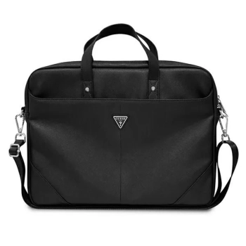 Guess Saffiano Triangle Logo Computer Bag - Torba na notebooka 16” (czarny)