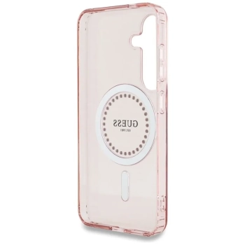 Guess Rhinestones Printed Classic Logo MagSafe - Etui do Samsung Galaxy S25 (różowy)