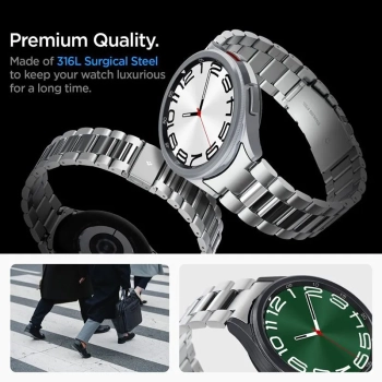 Spigen Modern Fit Band - Bransoleta do Samsung Galaxy Watch 6 Classic 47 mm (Srebrny)