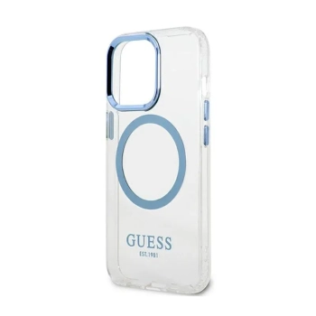 Guess Metal Outline Magsafe - Etui iPhone 13 Pro (przezroczysty / niebieski)