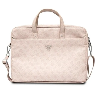 Guess Saffiano 4G Triangle Logo Computer Bag - Torba na notebooka 16” (różowy)