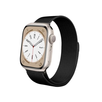 Crong Milano Steel - Pasek ze stali nierdzewnej do Apple Watch 42/44/45/49 mm (czarny)