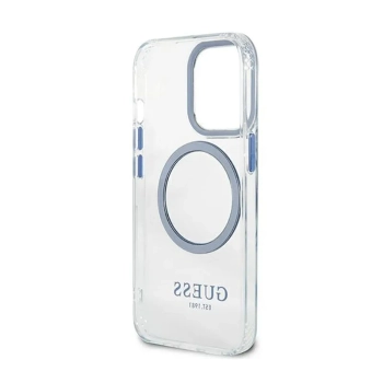 Guess Metal Outline Magsafe - Etui iPhone 13 Pro (przezroczysty / niebieski)