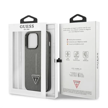 Guess Saffiano Triangle Logo Case - Etui iPhone 13 Pro (srebrny)
